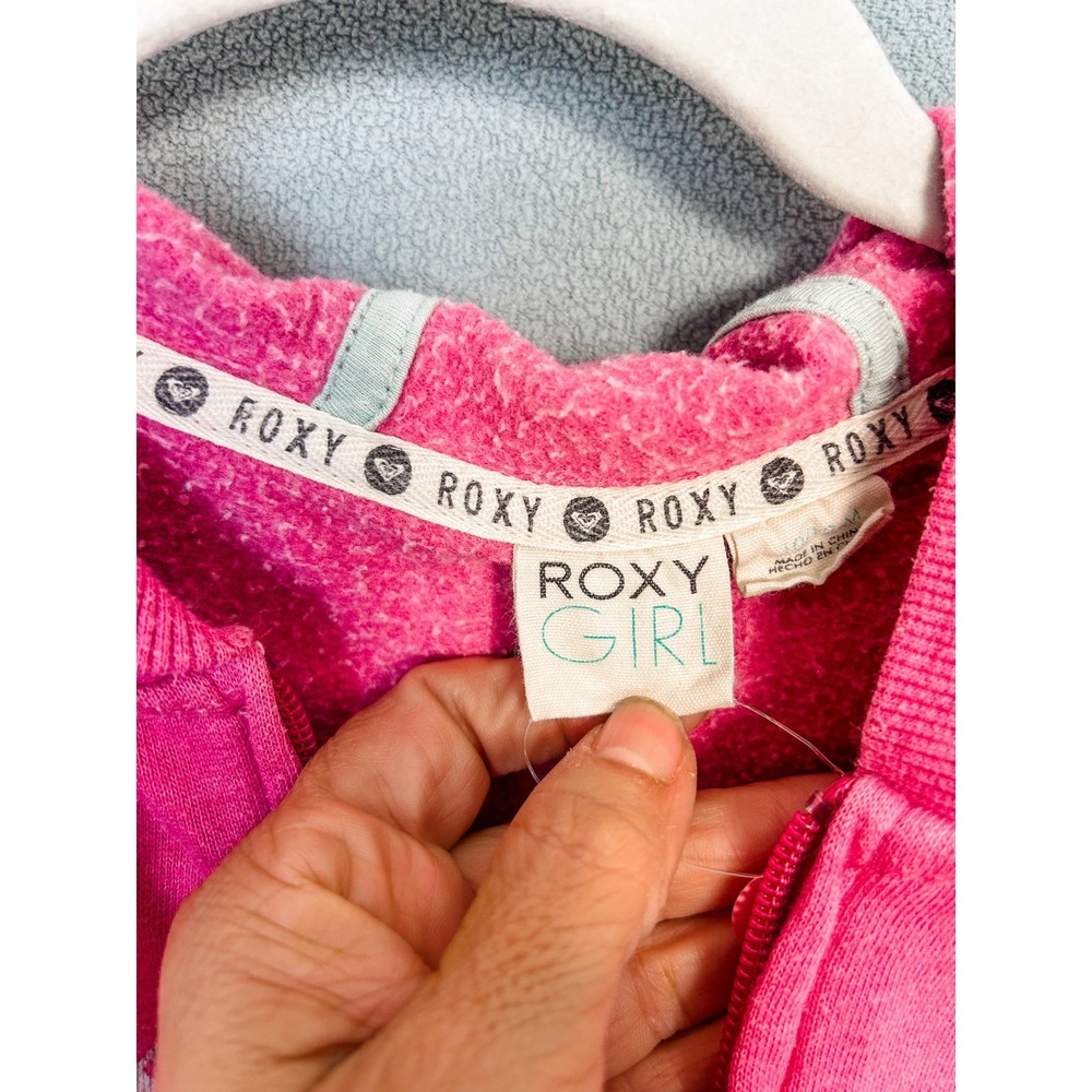 Roxy Girl Pink Floral Full Zip Hoodie Sweatshirt Kids Size 10/12 Large - Picture 3 of 9